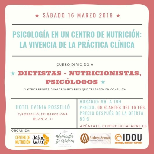 Formación presencial – Psicología en un centro de nutrición: la vivencia de la práctica clínica